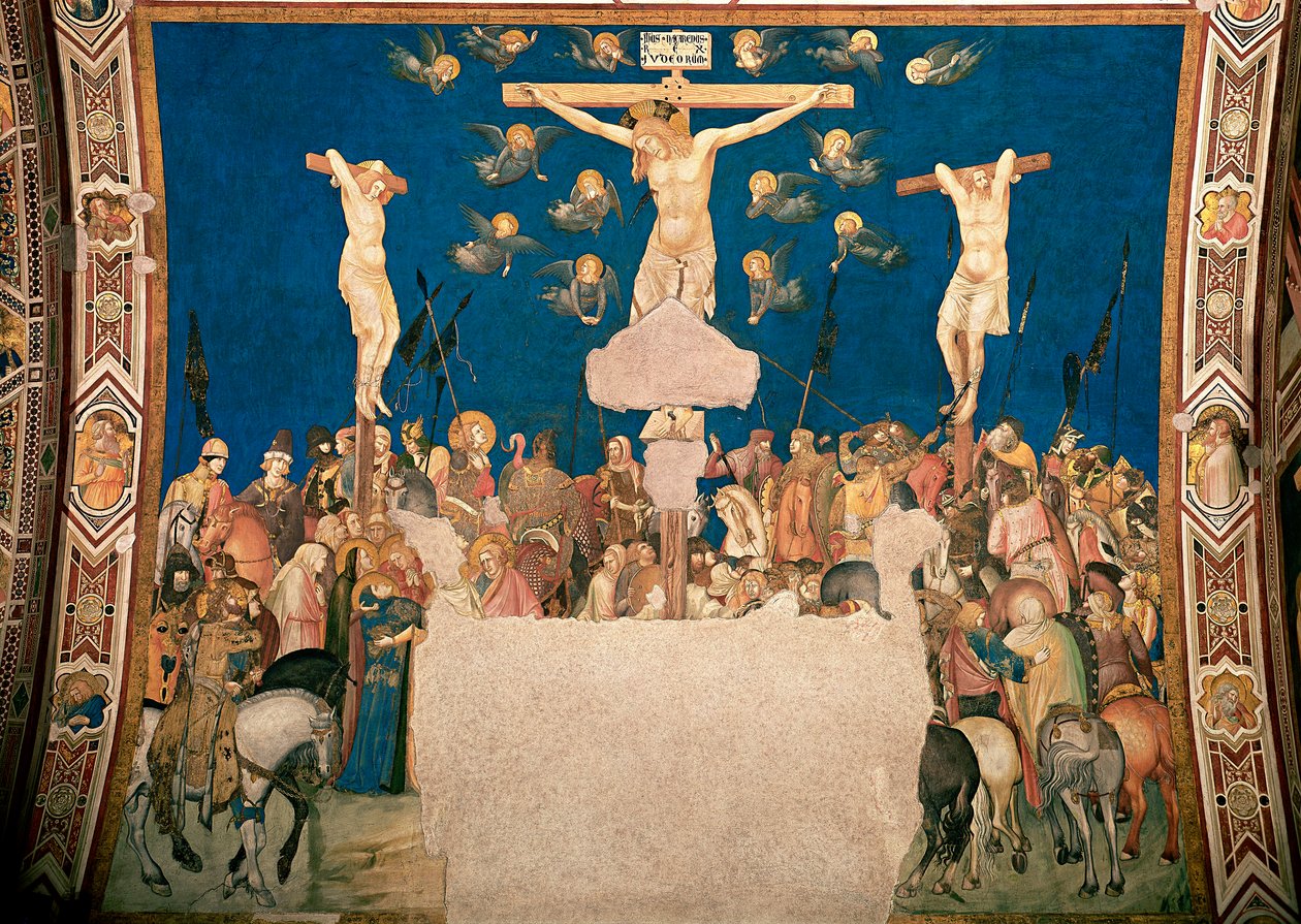 Pietro Lorenzetti keresztrefeszítési freskója (1280/5 1348 körül) 1335-1340 San Francesco-bazilika, Alsótemplom, Assisi alkotó: Pietro Lorenzetti