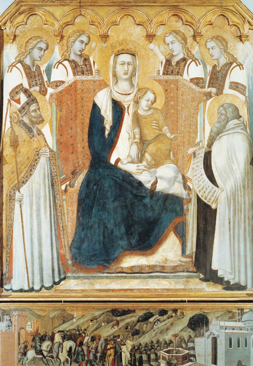 Olaszország, Siena, Madonna angyalokkal és szentekkel alkotó: Pietro Lorenzetti
