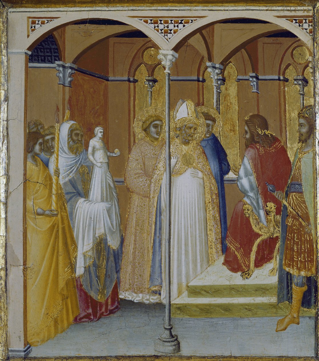 Spolete-i StSabina Venustiano toszkán kormányzó előtt (tempera és aranylevél a fán alkotó: Pietro Lorenzetti