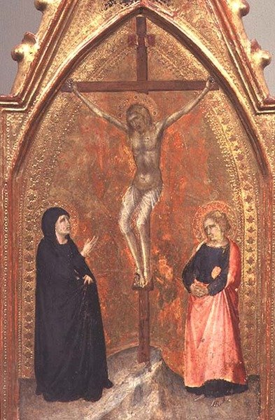 A keresztre feszítés Szűz Máriával és Teológus Jánossal, 1330 körül (tempera a panelen) alkotó: Pietro Lorenzetti