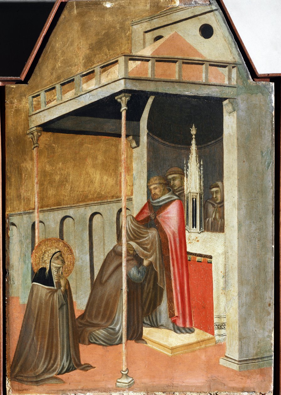 Ugolotti felveszi a kolostori szokást (részlet Szent Alázat poliptichon életéből) - Detrempe fán alkotó: Pietro Lorenzetti