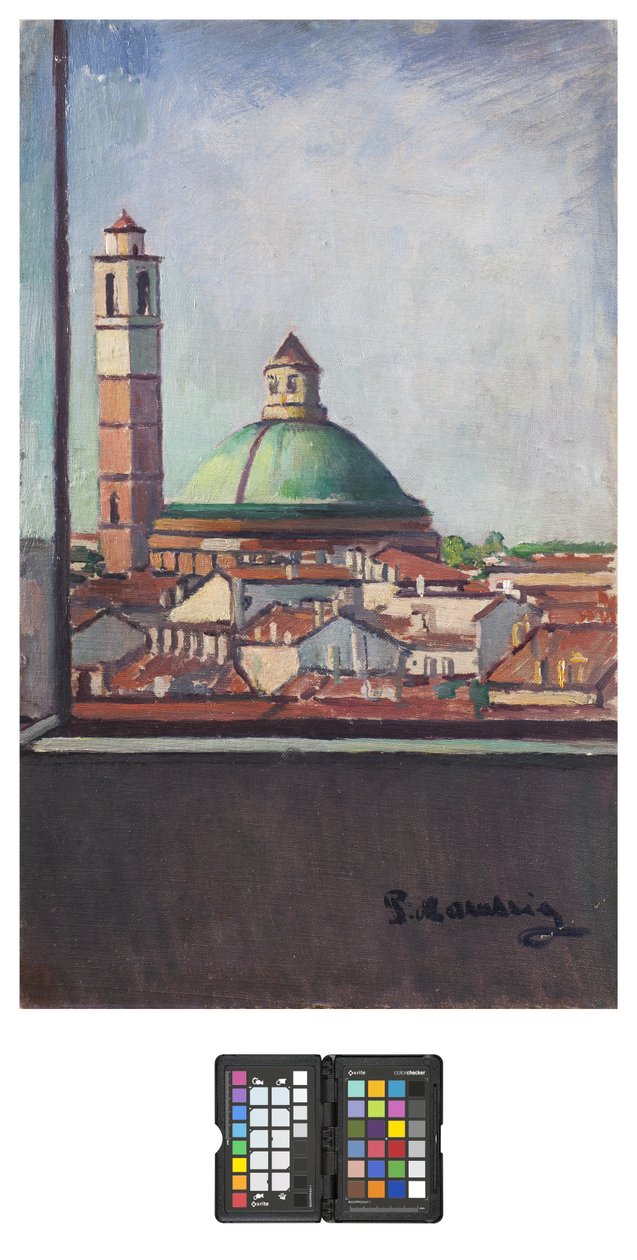 San Carlo Dome Milánóban, 1928 (olaj, vászon tábla) alkotó: Pietro Marussig