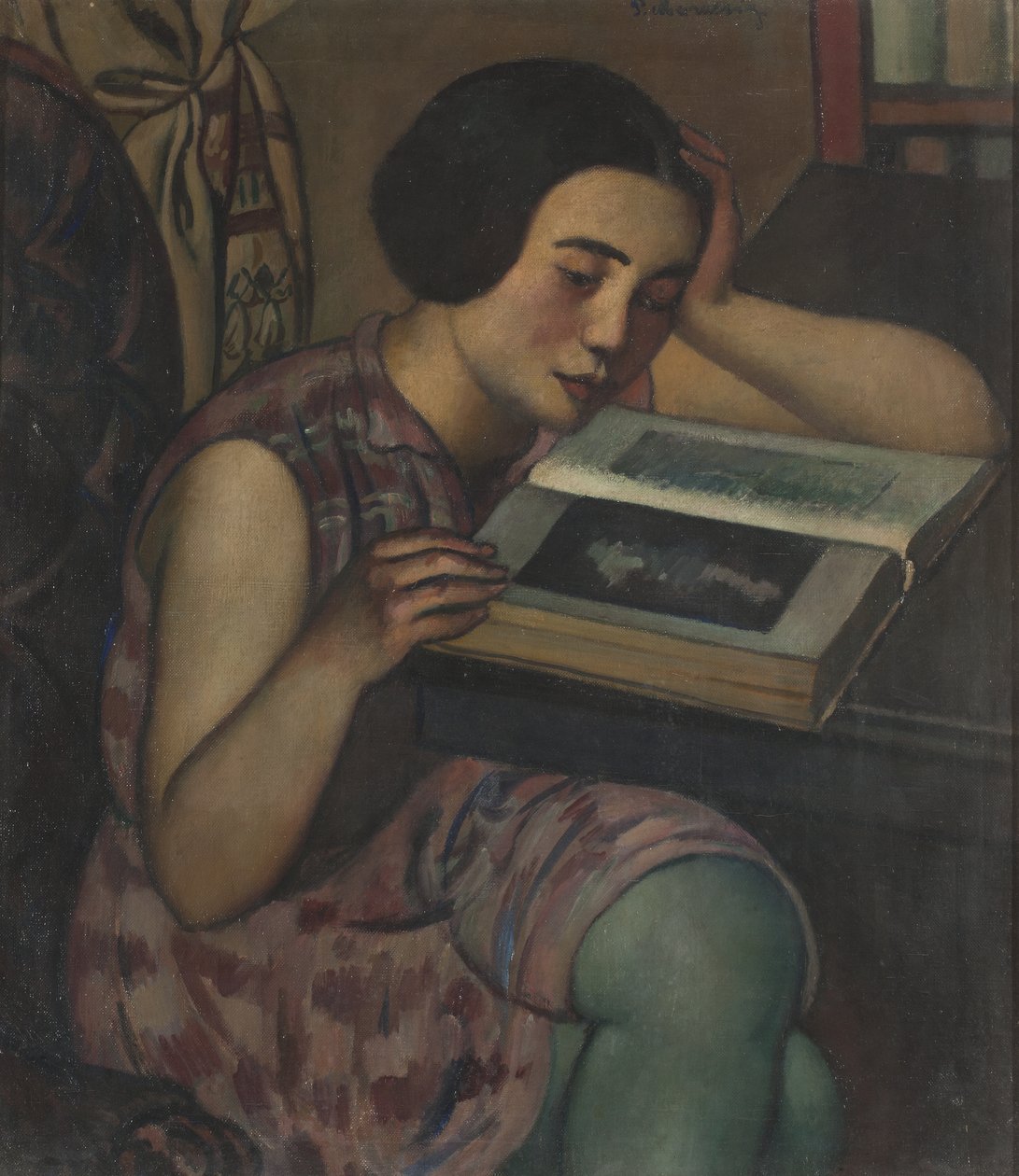 Fiatal lány olvasó, 1928 alkotó: Pietro Marussig
