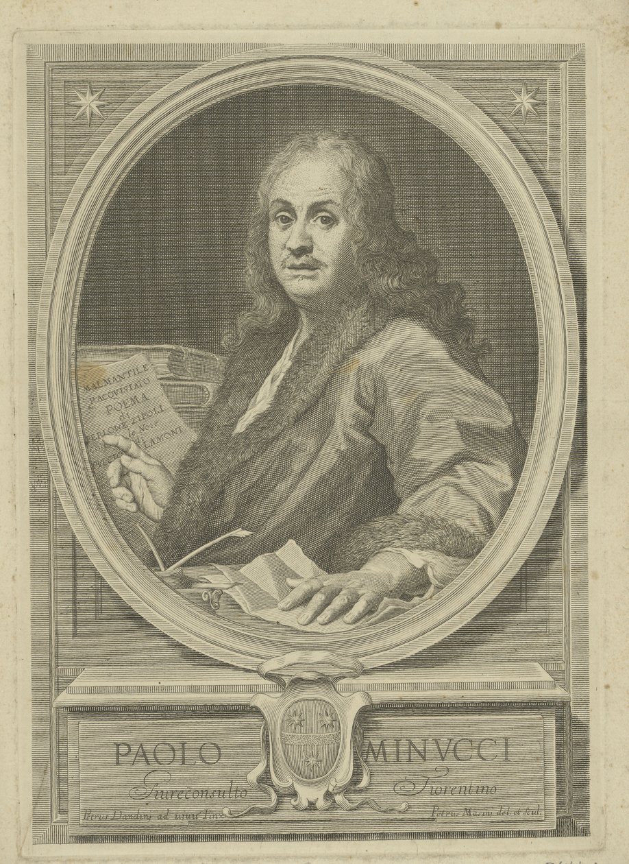 Paolo Minucci költő portréja 1606-1695, 1720-as évek. alkotó: Pietro Masini