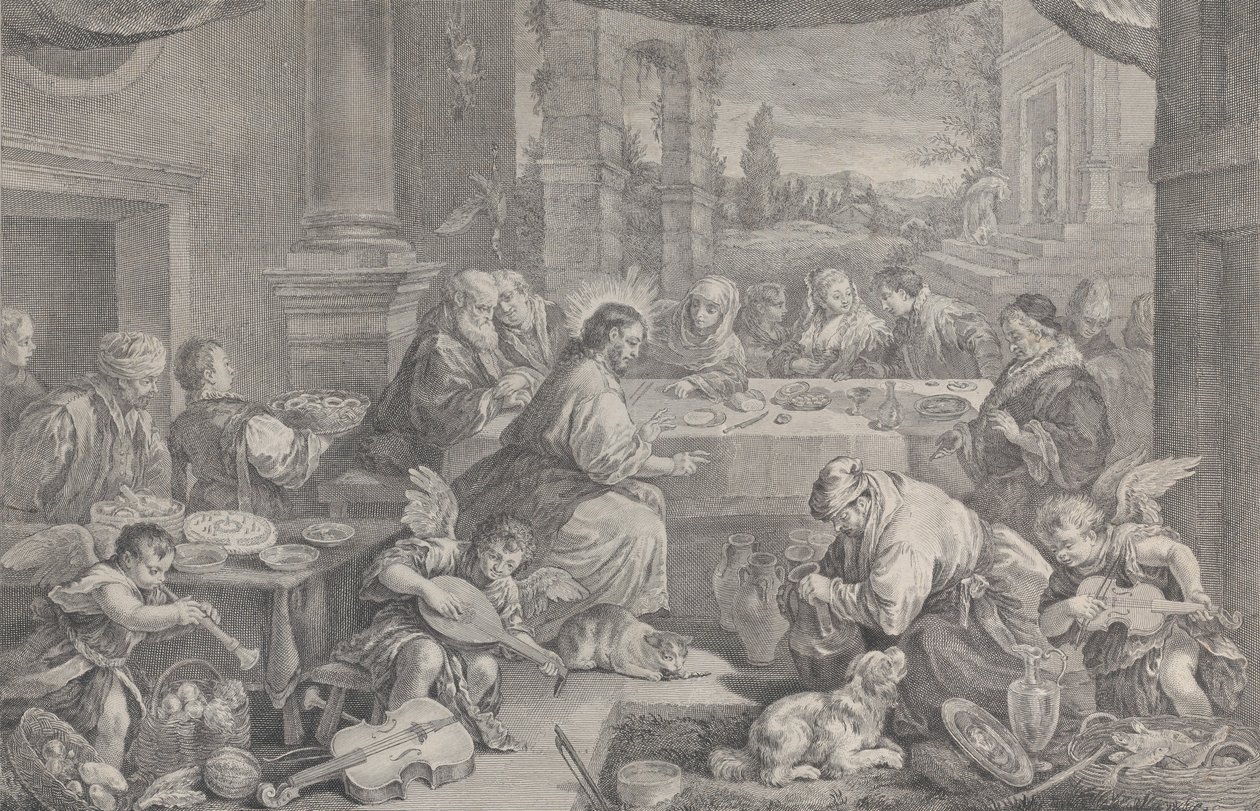 Krisztus, aki a vizet borrá változtatja a kánai menyegzőn, 1743-63. alkotó: Pietro Monaco