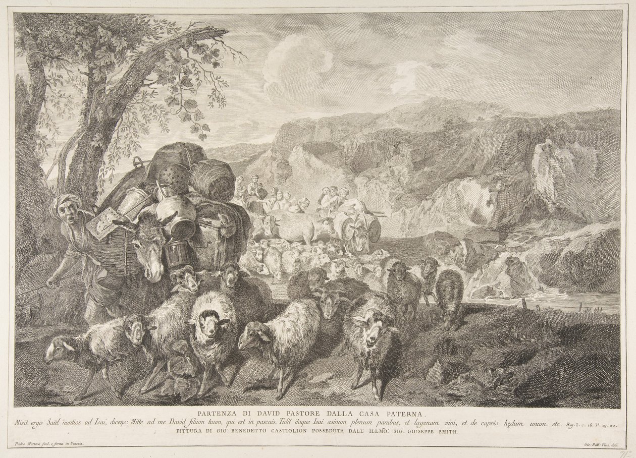 Pásztor Dávid távozása apja házából Partenza di David pastore..., 1743-63. alkotó: Pietro Monaco