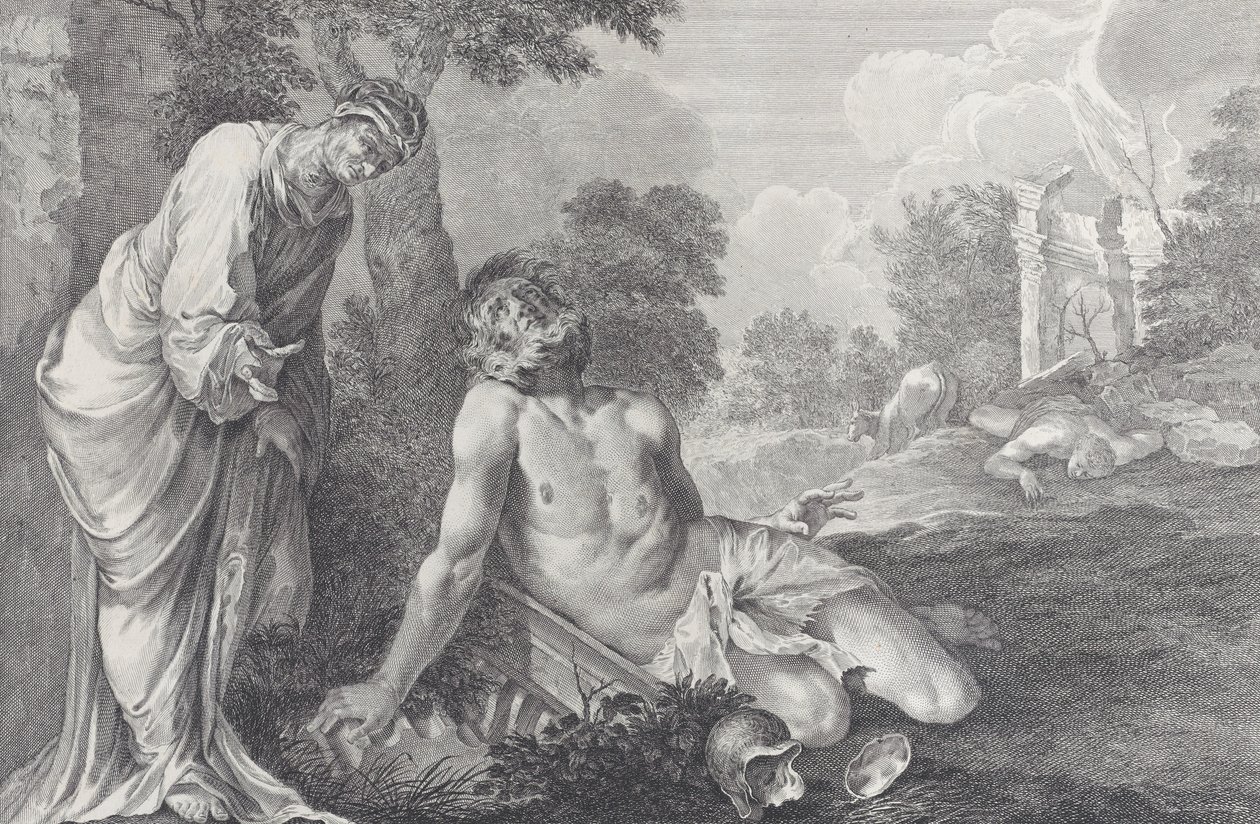 Jóbot a felesége feddte, 1730-39. alkotó: Pietro Monaco