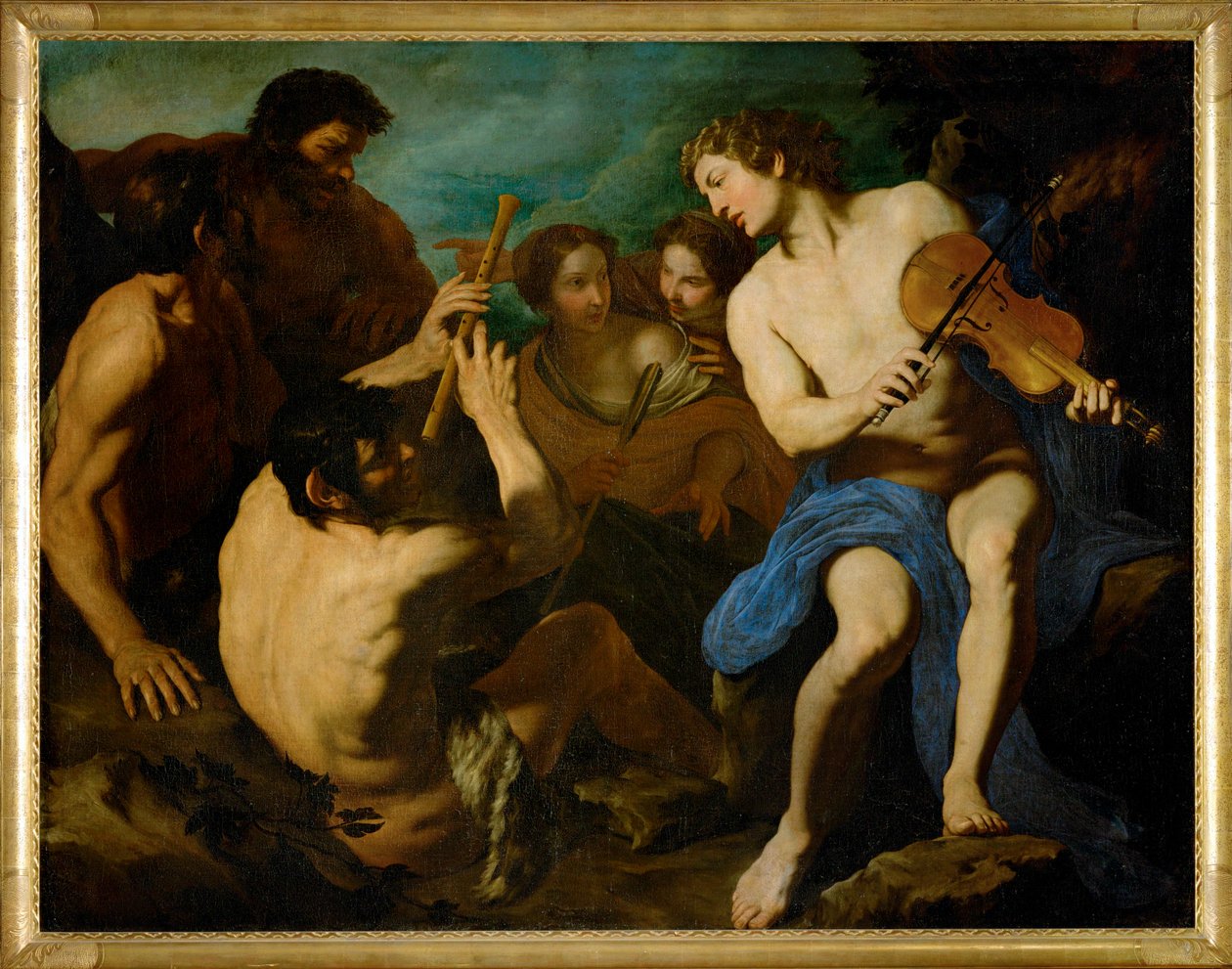 Apolló és Marsyas zenei versenye, 1631/32 körül festve (festmény, vászon) alkotó: Pietro Novelli