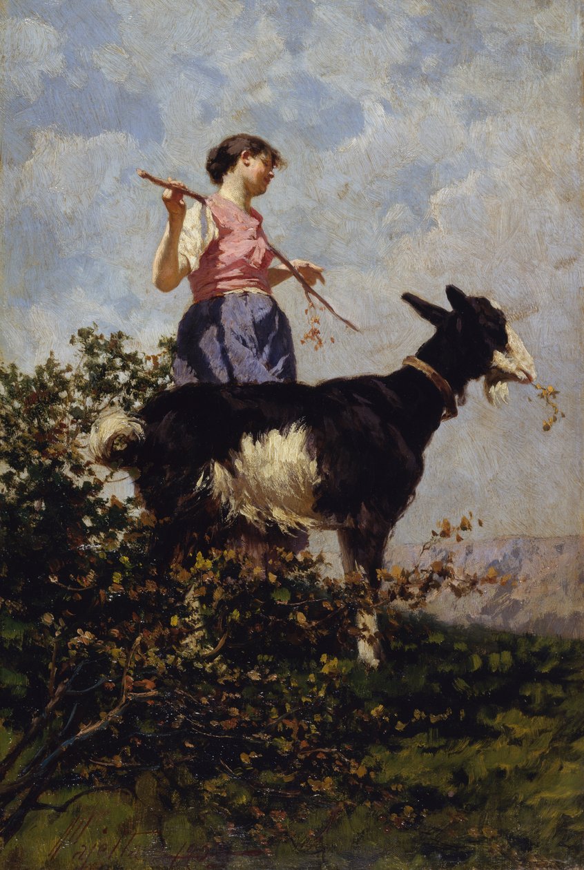 Kecskepásztor kecskével alkotó: Pietro Pajetta