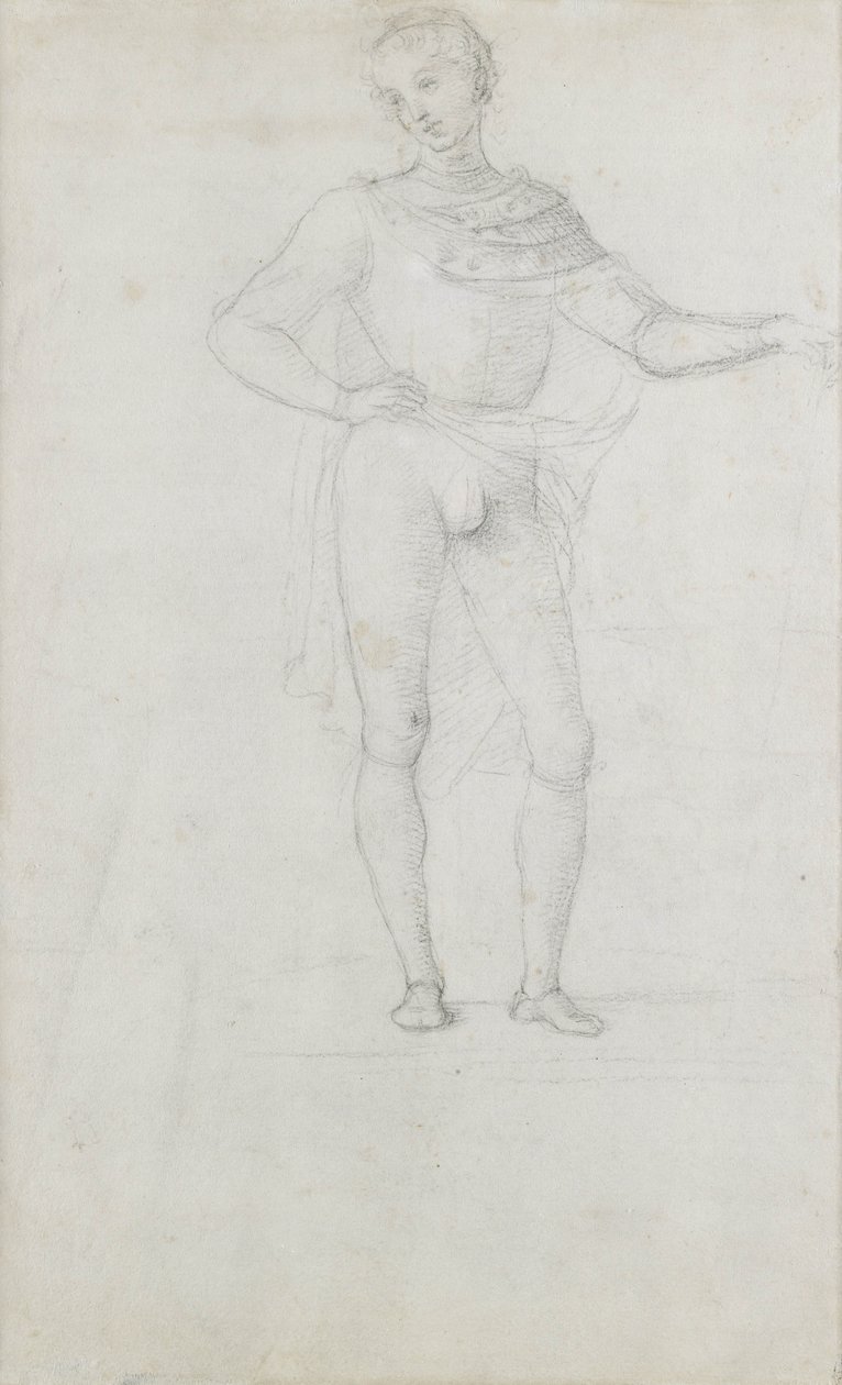 Tanulmány egy alakhoz a mágusok imádásában (fekete kréta) alkotó: Pietro Perugino
