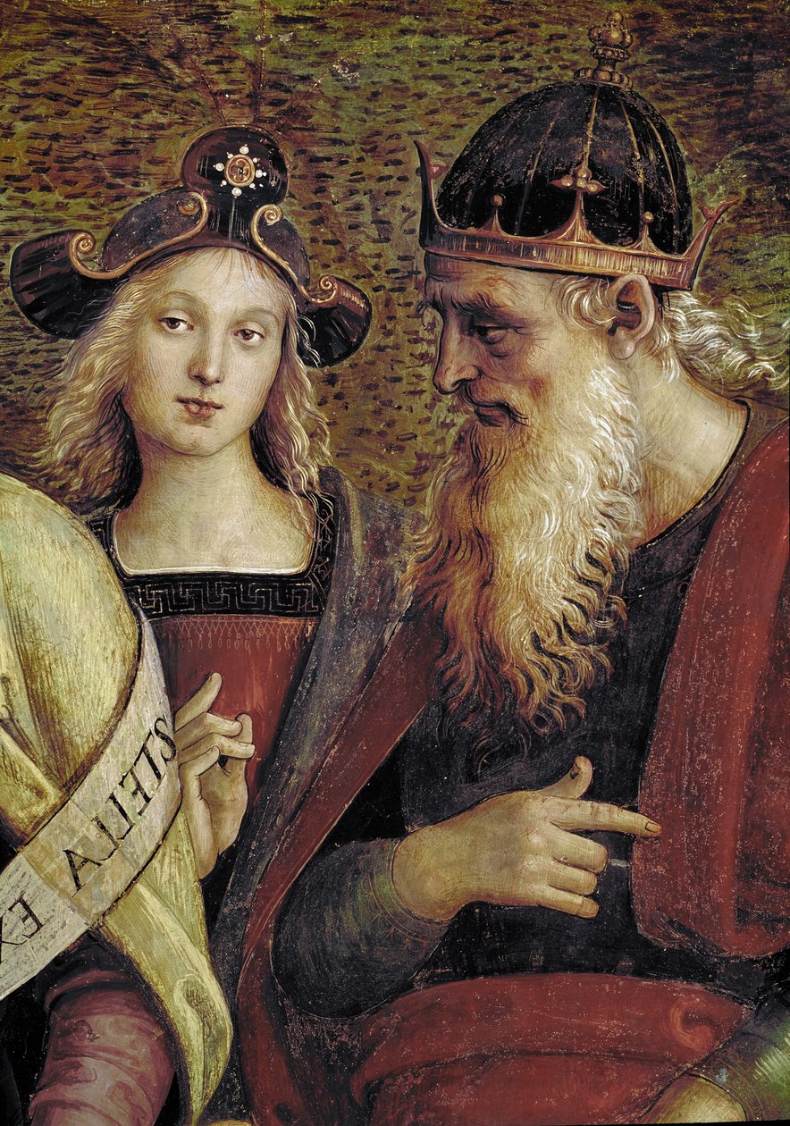 Dávid, az Örök Atya részlete prófétákkal és szibillákkal körülvéve (freskó alkotó: Pietro Perugino