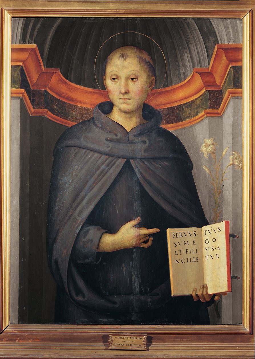 Nicolas de Tolentino (1245-1305) – Tolentinoi Szent Miklós par Perugino (kb. 1450-1523). Olaj, vászon, méret: 79x62, Palazzo Barberini, Róma alkotó: Pietro Perugino