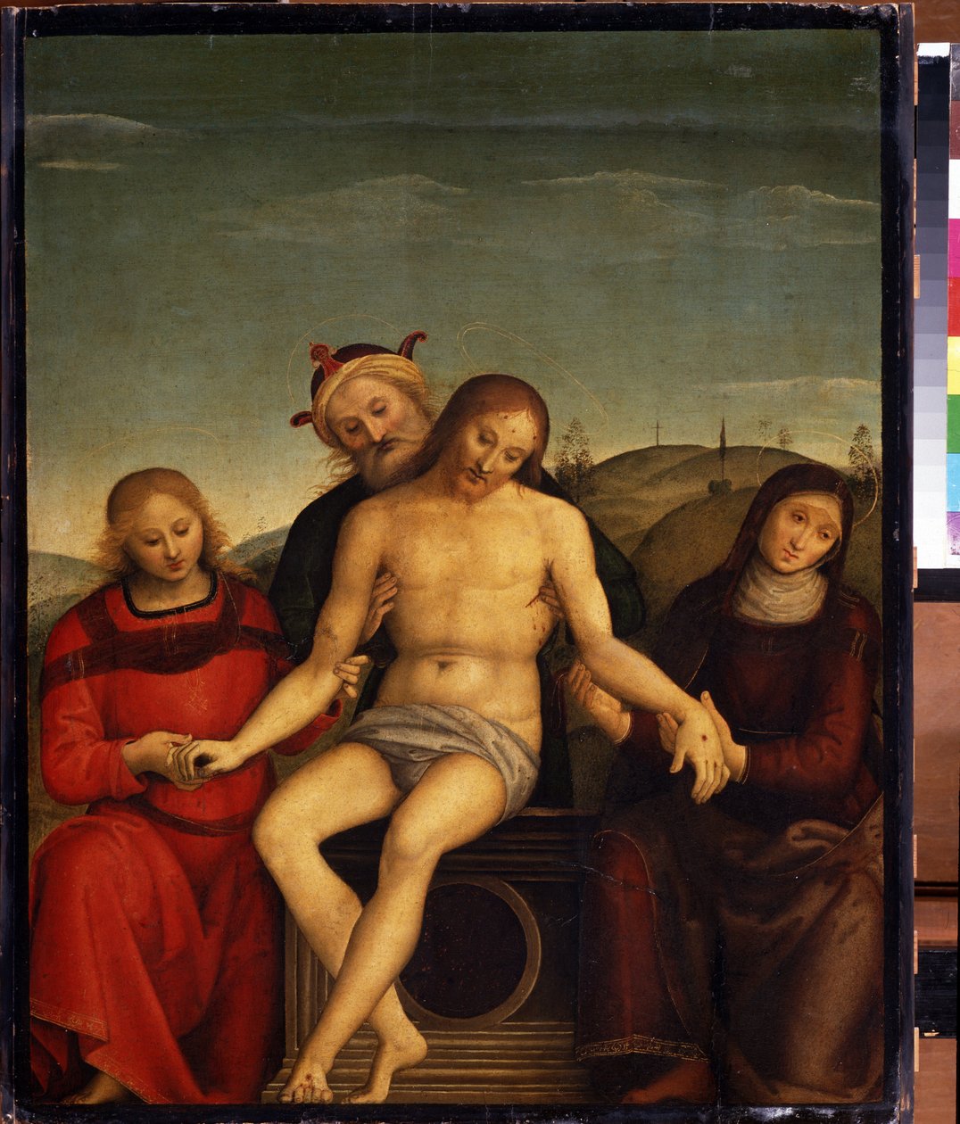 Együttérzés. Peinture de Pietro, Cristoforo Vannucci a Le Peruginban (Il Perugino alkotó: Pietro Perugino