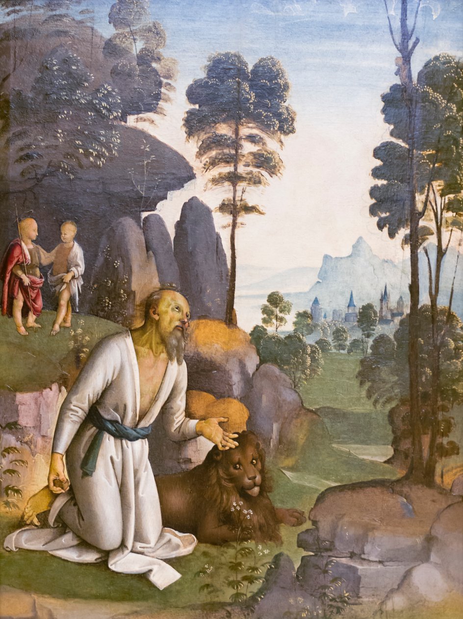 Szent Jeromos bűnbánatban alkotó: Pietro Perugino