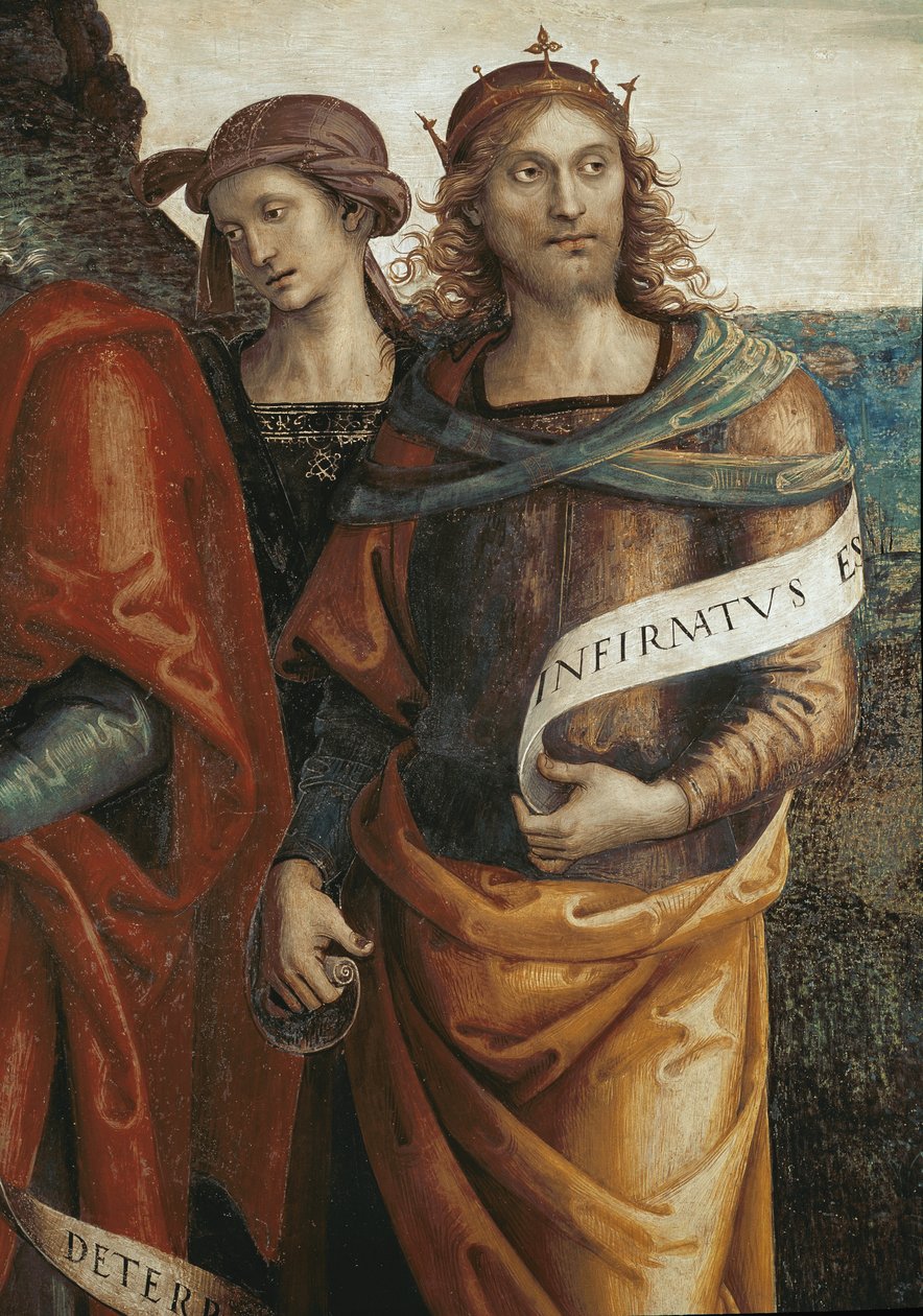 Salamon, az Örök Atya körülvesz a próféták és a szibillák részlete (freskó alkotó: Pietro Perugino