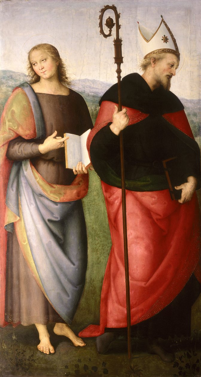 Szent János evangélista és Hippói Szent Ágoston, 1502-21 körül alkotó: Pietro Perugino