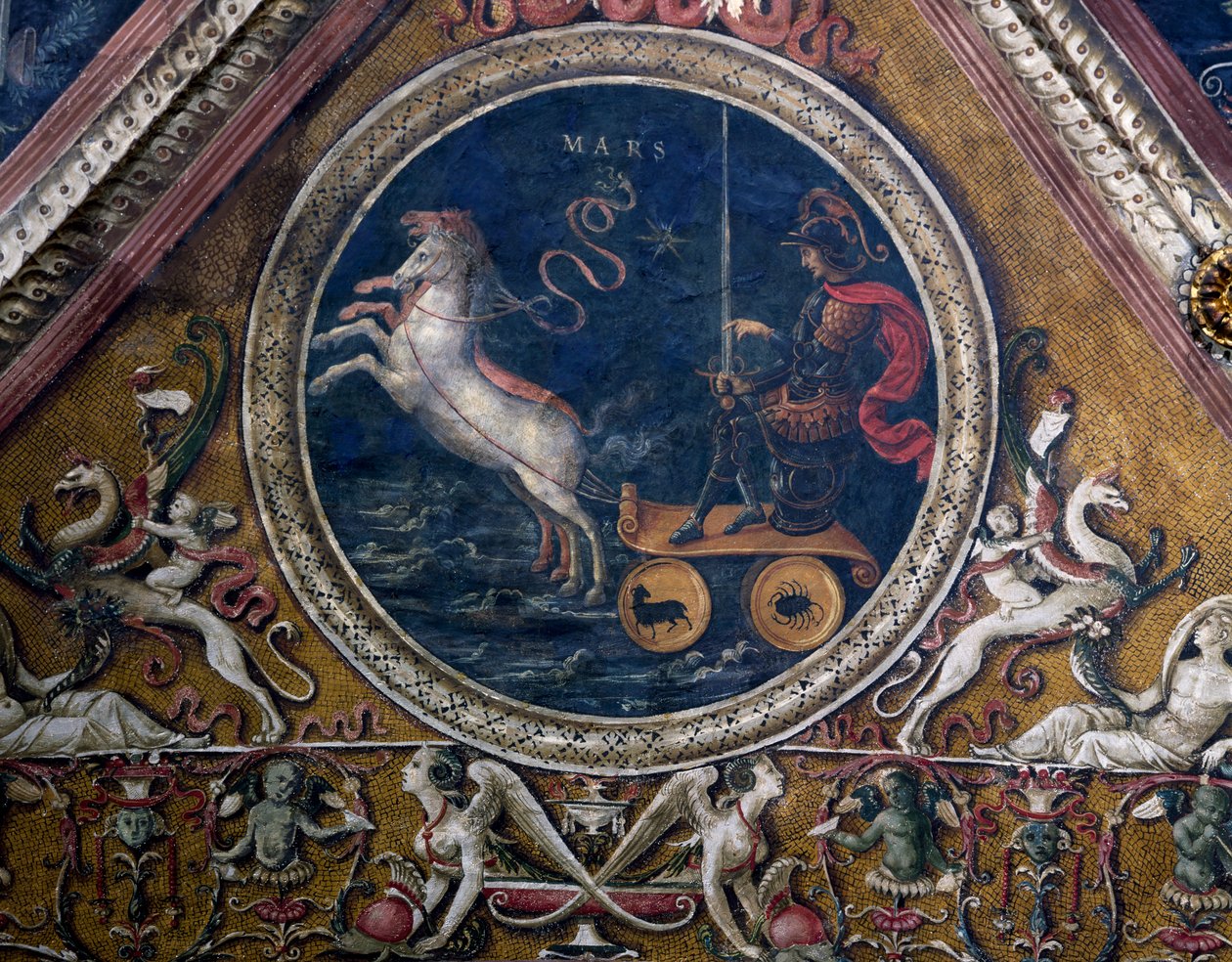 A Mars szekere, allegória, részlet az Úr prófétákkal és szibillákkal freskóról alkotó: Pietro Perugino