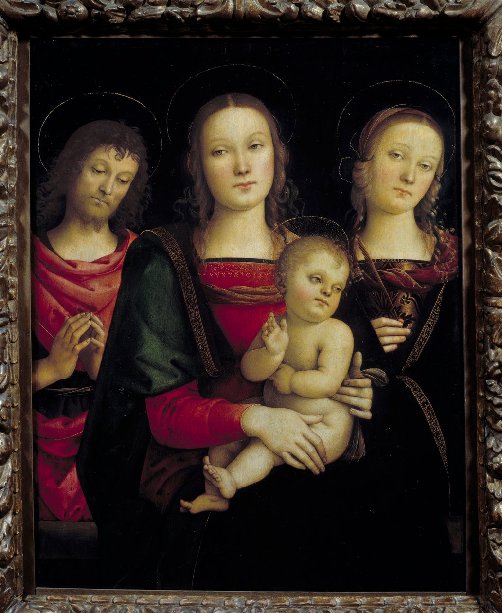A Szűz és a Gyermek Keresztelő Szent Jánossal és Szent Katalinnal körülvéve Pietro Vannucci dit il Perugino (Le Perugin) festménye alkotó: Pietro Perugino