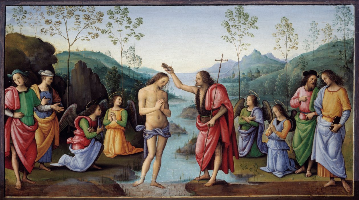 Pietro Vannucci dit il Perugino (Perugin) festménye Krisztus megkeresztelkedése alkotó: Pietro Perugino