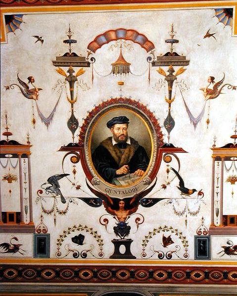 Giuntalodi portréja, részlet a Sala del Sindaco mennyezetéről alkotó: Pietro Pezzati