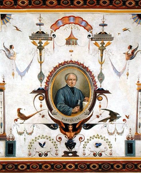 Lorenzo Bartolini (1777-1850) portréja, részlet a Sala del Sindaco mennyezetéről alkotó: Pietro Pezzati