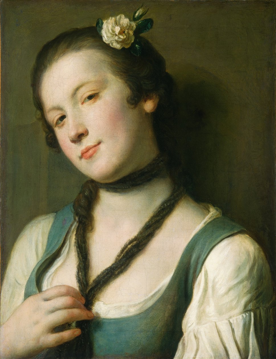 Egy lány virággal a hajában alkotó: Pietro Antonio Rotari