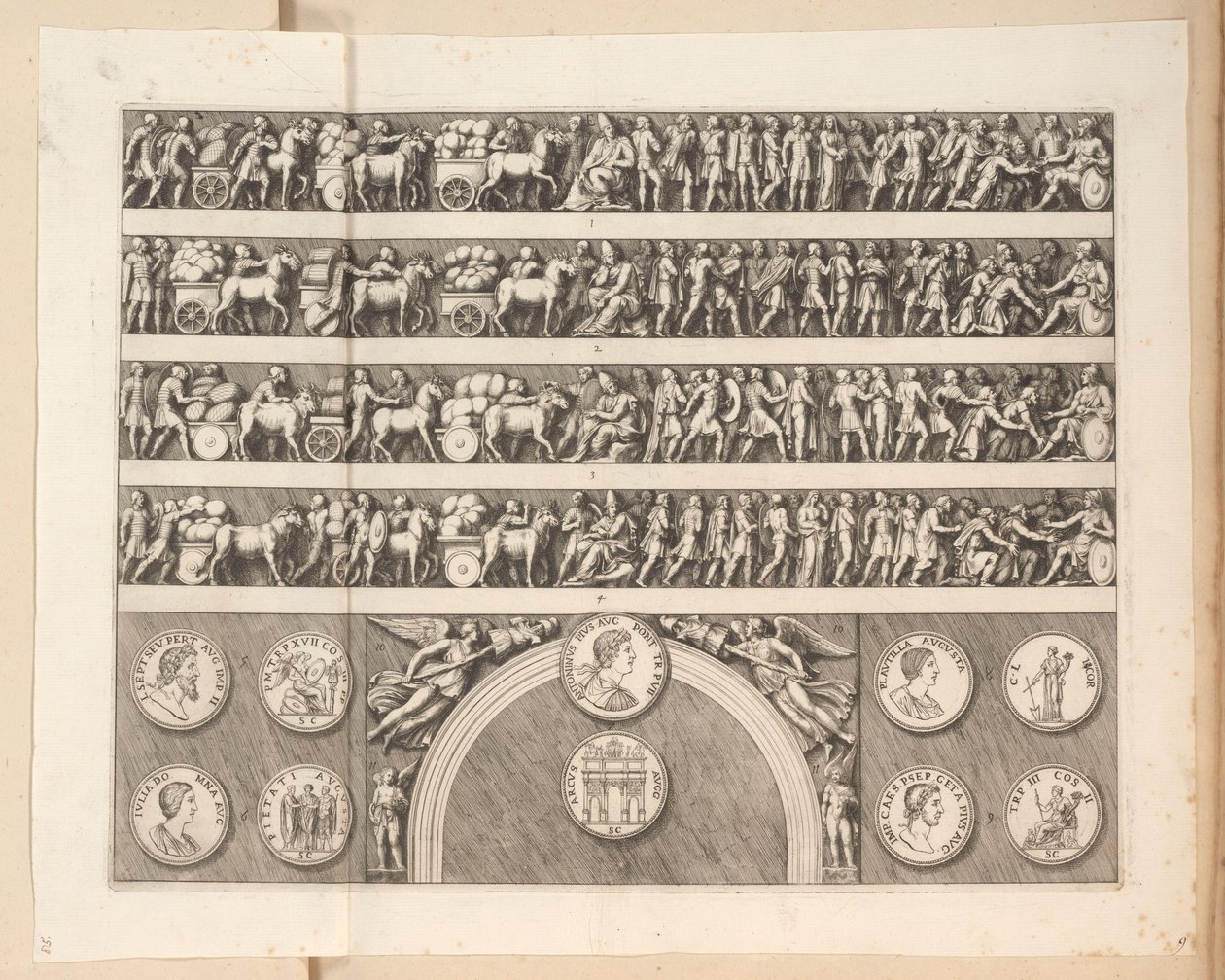 Domborművek Septimius Severus ívén Rómában alkotó: Pietro Sante Bartoli