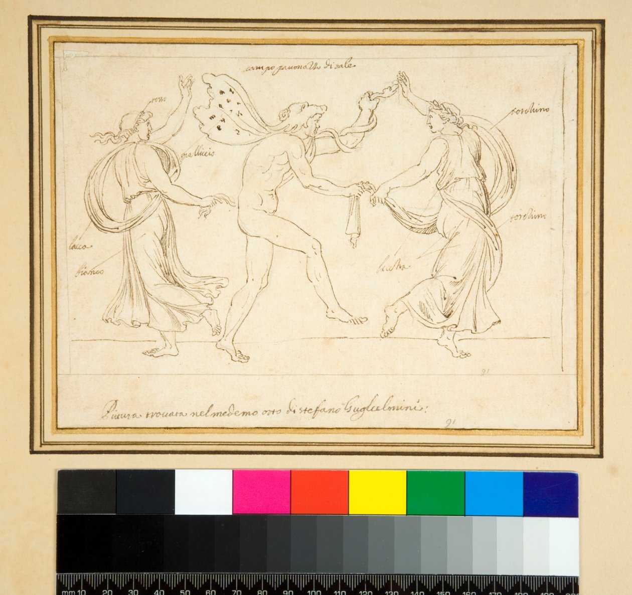 Egy szatír és két nő táncol (ceruza) alkotó: Pietro Santi Bartoli