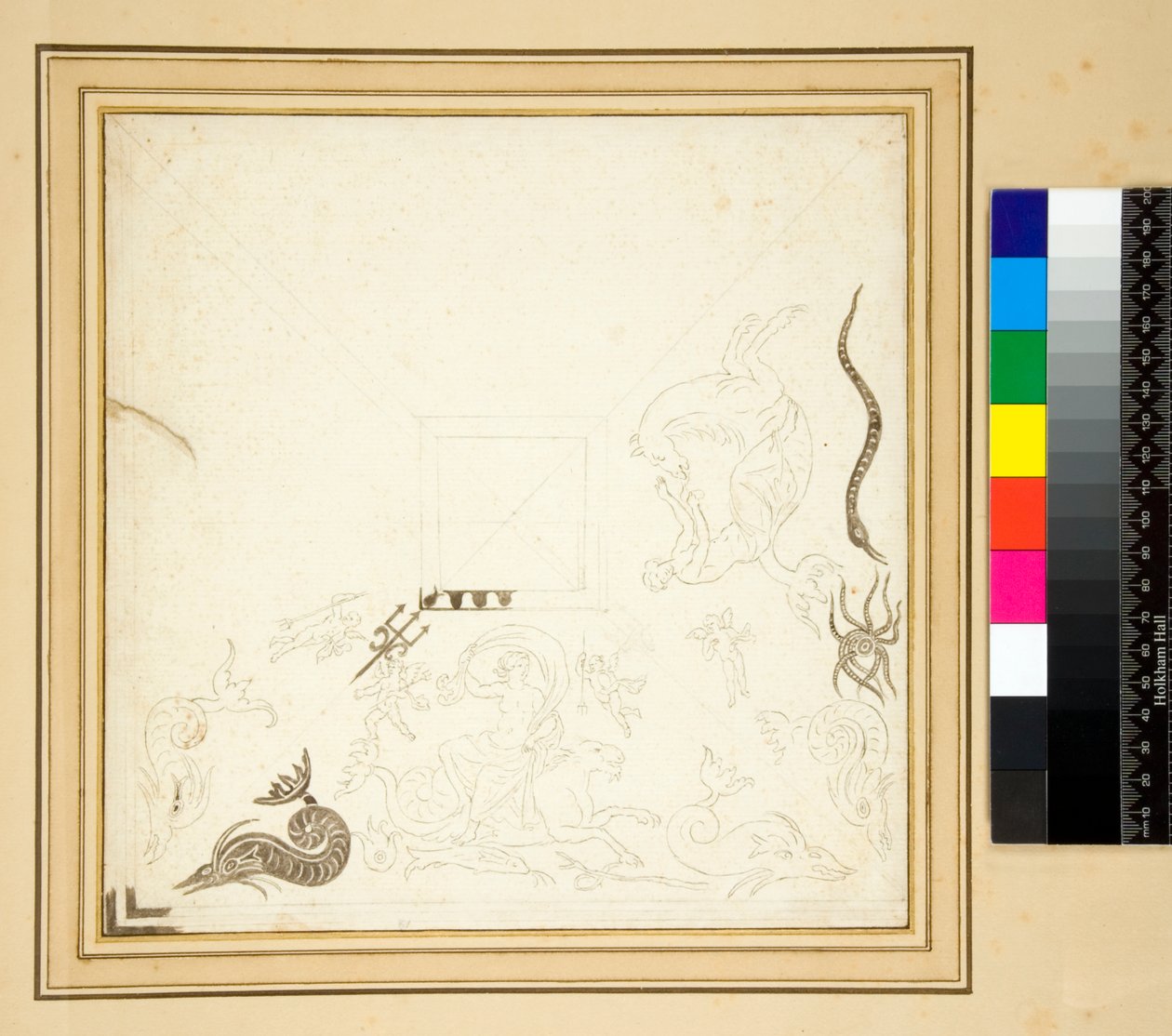 A Carciofolo mozaikburkolat hiányos rajza (ceruza) alkotó: Pietro Santi Bartoli