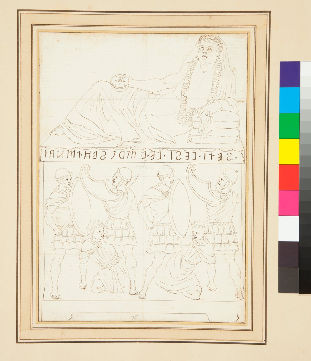 etruszk urna (toll és tinta) alkotó: Pietro Santi Bartoli