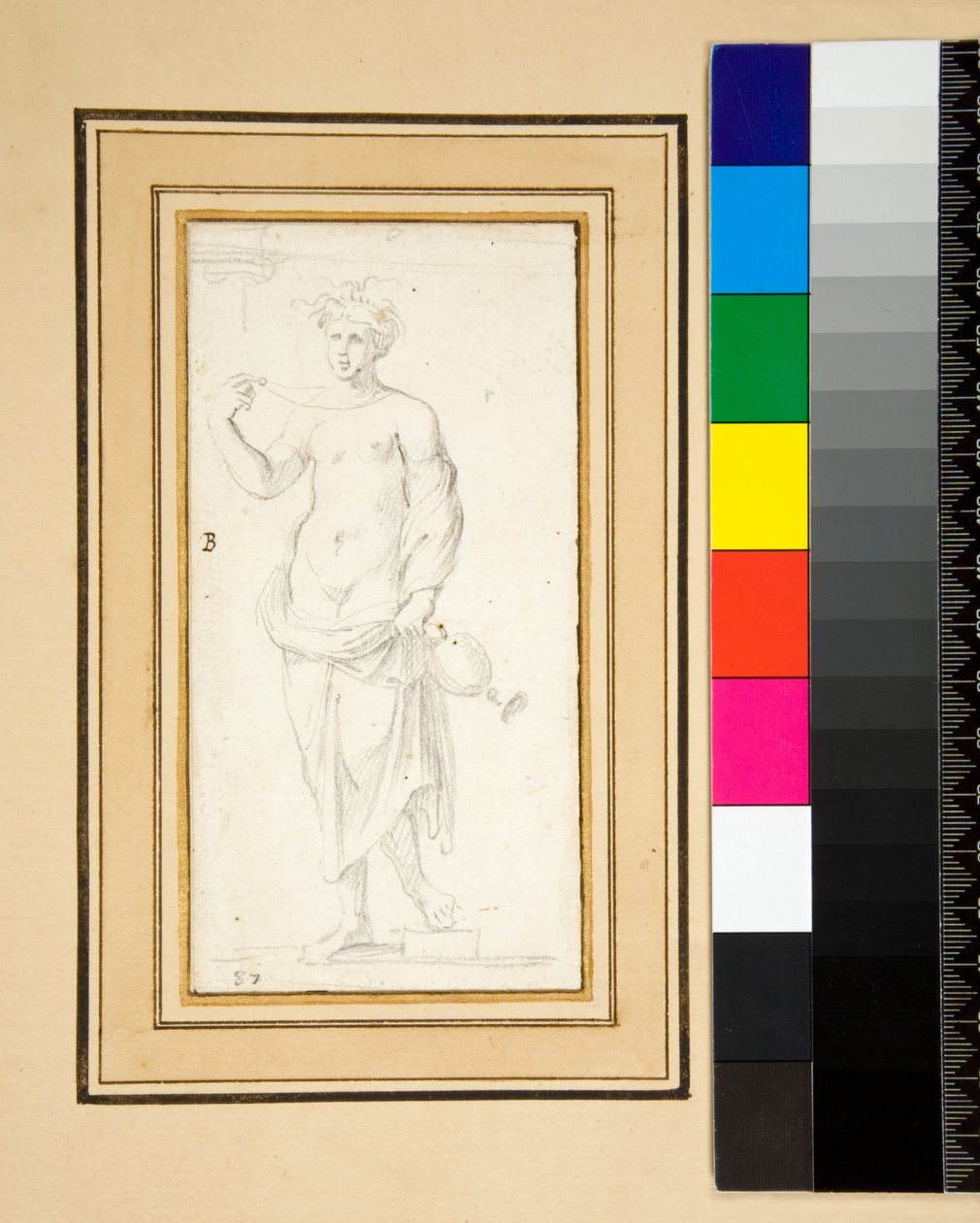 Női figura vázával (ceruzával) alkotó: Pietro Santi Bartoli