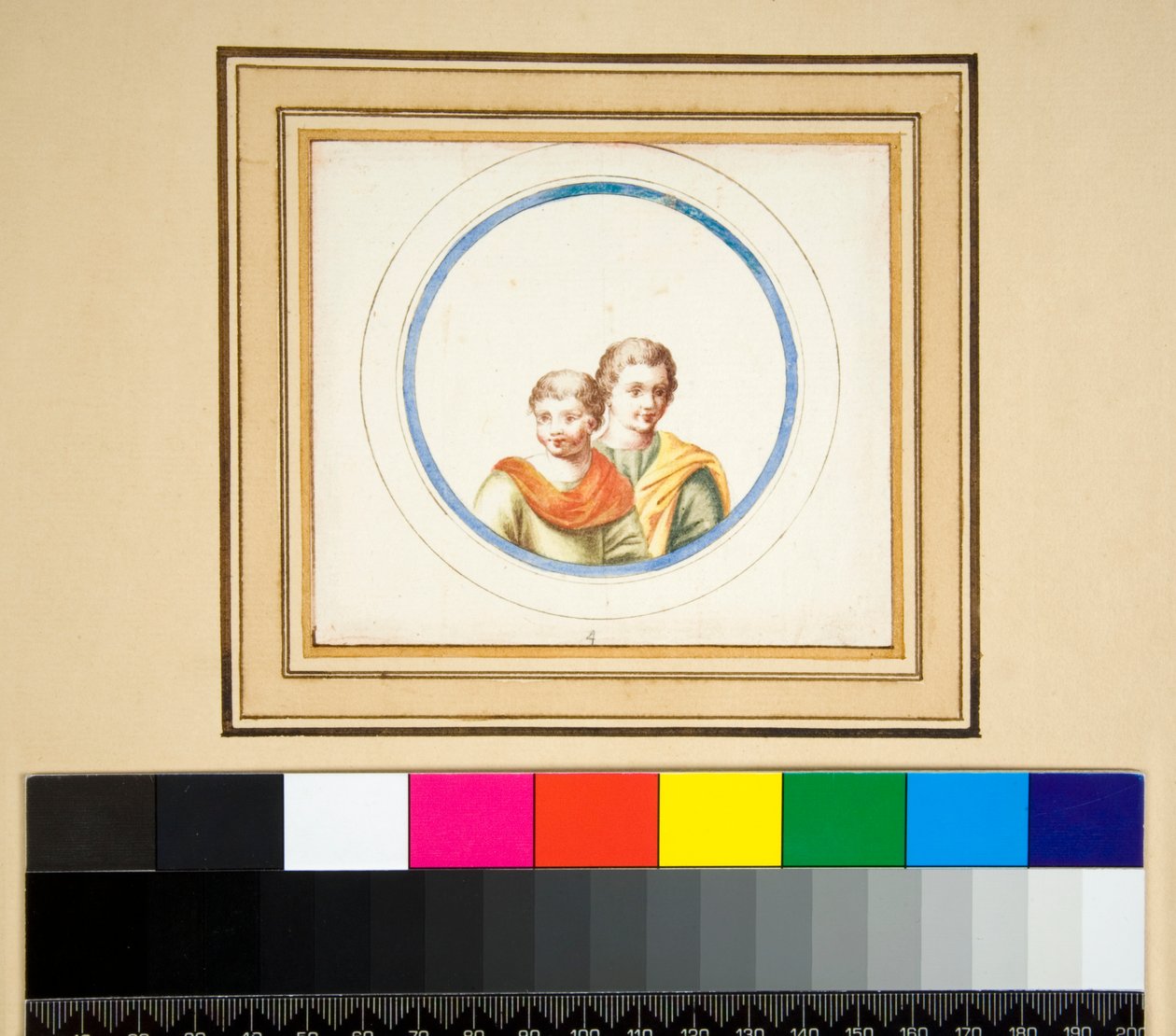 Férj és feleség (mellszobrok) a középső körben (fekete kréta, némelyik tollal és barna tintával. Akvarellel színezve) alkotó: Pietro Santi Bartoli