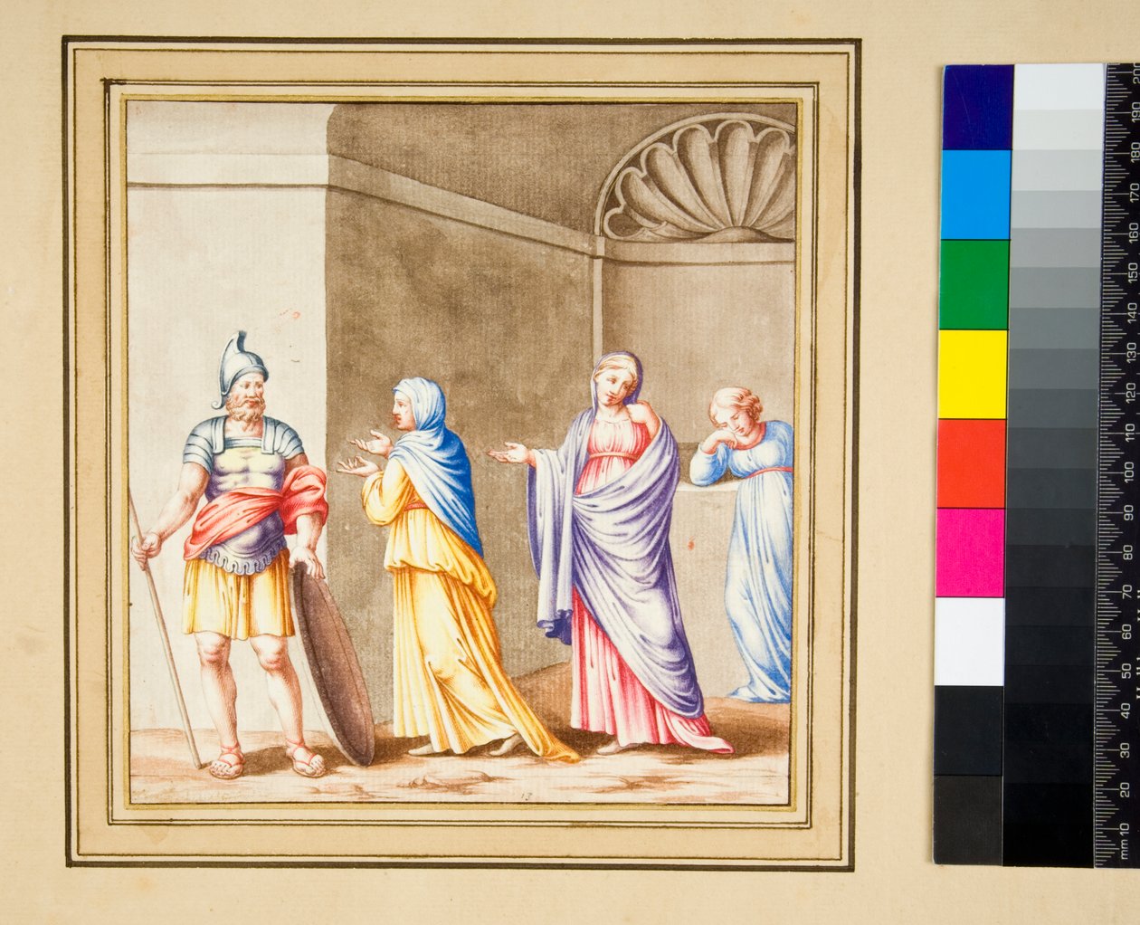 Az úgynevezett Coriolanus (fekete kréta, némelyik tollal és barna tintával. Akvarellel színezett) alkotó: Pietro Santi Bartoli