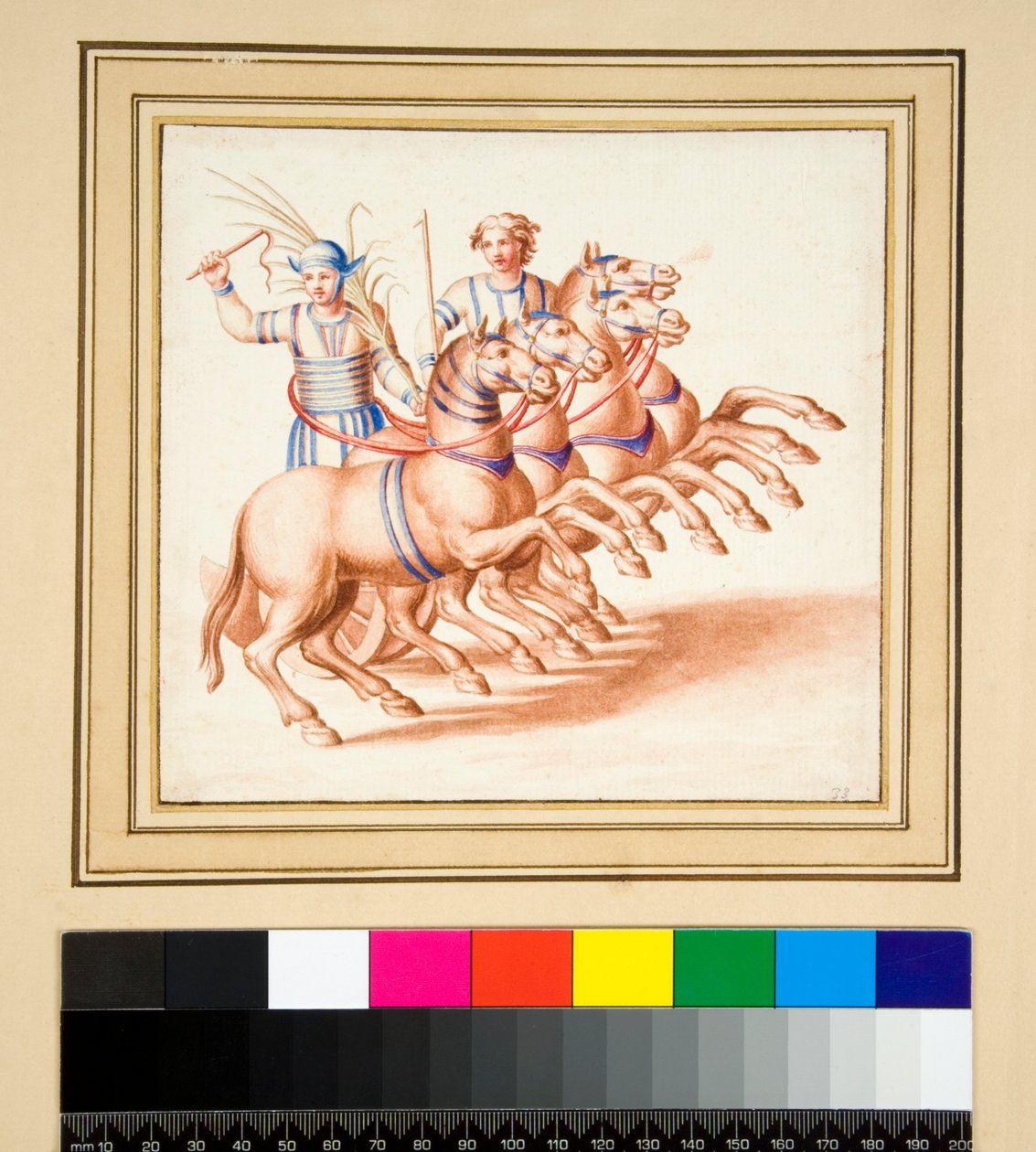 Két szekér (fekete krétával, némelyik tollal és barna tintával. Akvarellel színezve) alkotó: Pietro Santi Bartoli