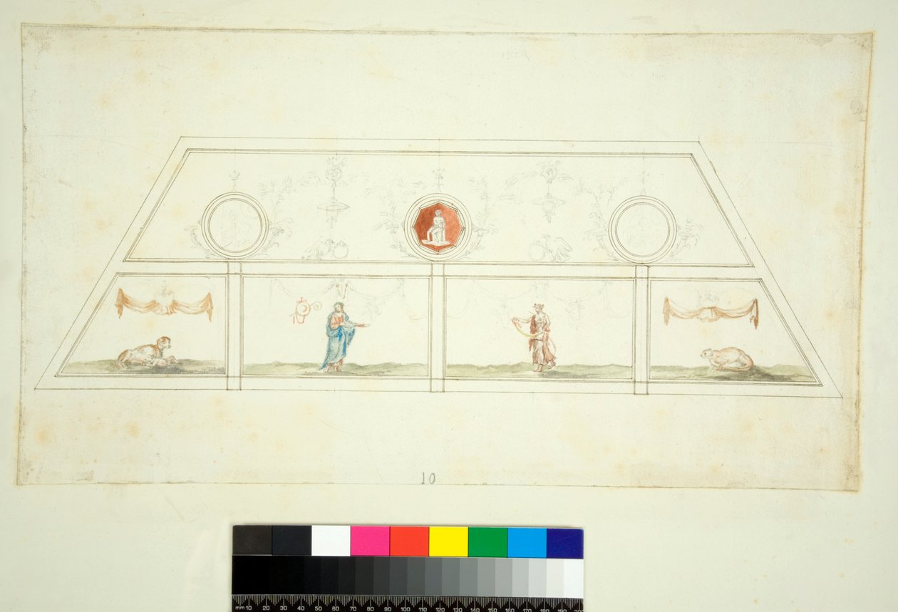 A Villa Madama boltozata (fekete kréta, némelyik tollal és barna tintával. Akvarellel színezve) alkotó: Pietro Santi Bartoli