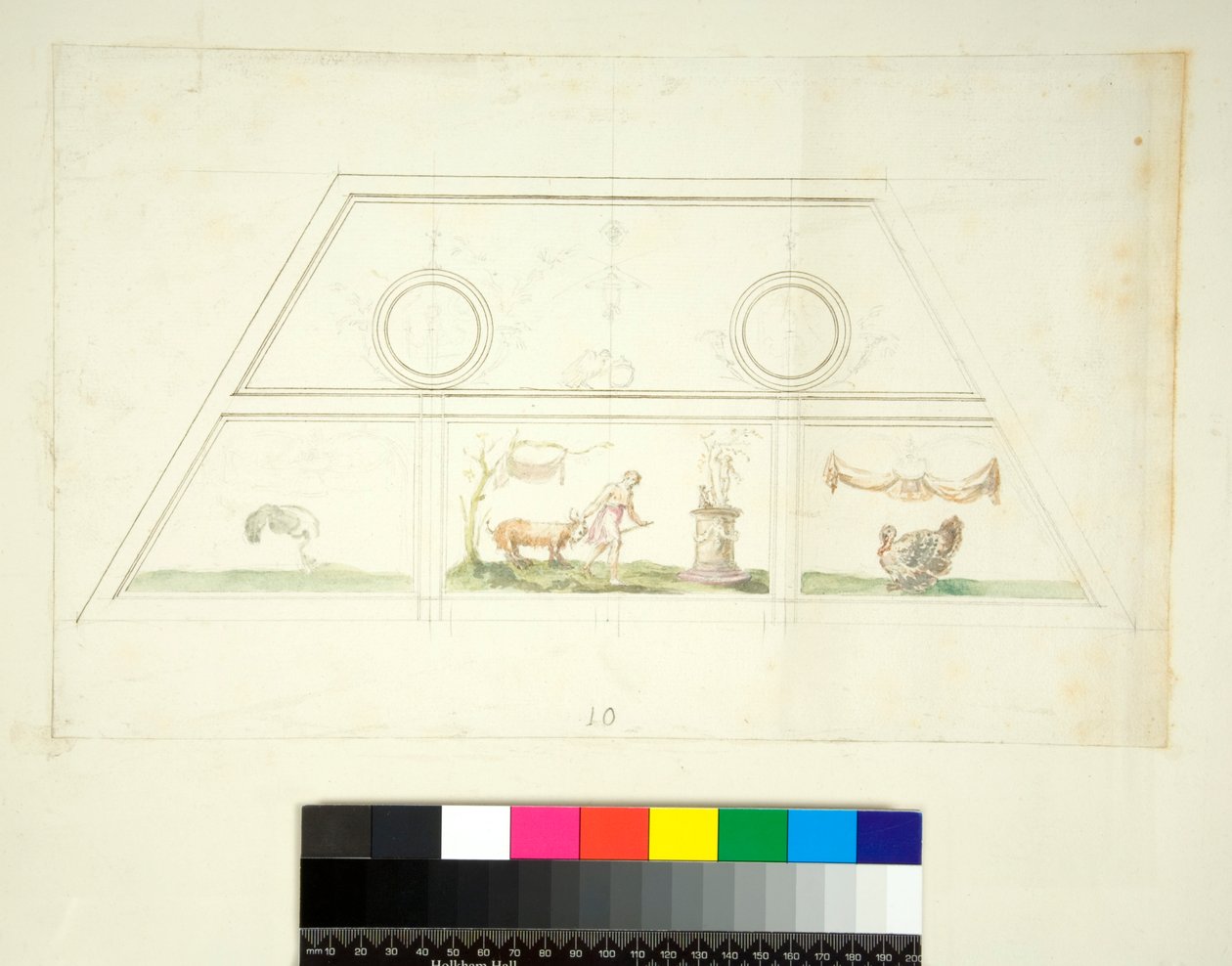 A Villa Madama boltozata (fekete kréta, némelyik tollal és barna tintával. Akvarellel színezve) alkotó: Pietro Santi Bartoli