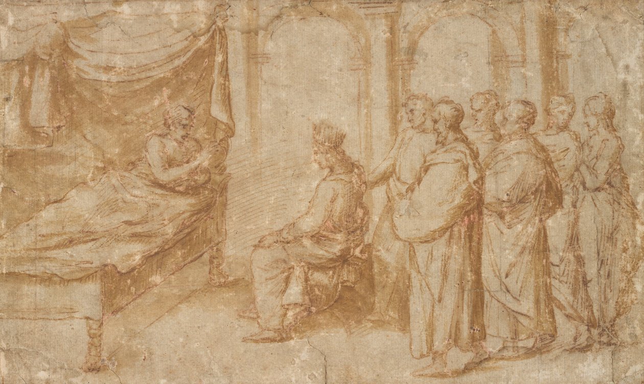 Salamon Dávid király halálos ágyán alkotó: Pietro Santo Bartoli