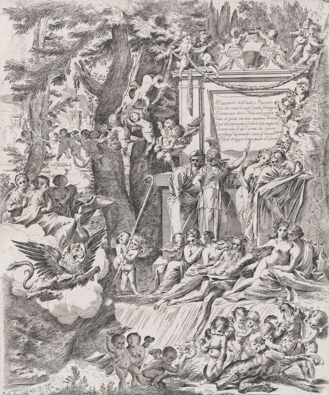 Allegória Franciotti bíboros luccai püspökké érkezésének tiszteletére, 1680-1700. alkotó: Pietro Testa