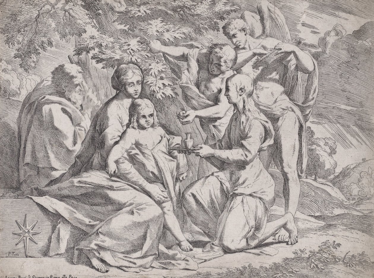 A Szent Család, amelyen angyalok vettek részt, kb. 1642-44. alkotó: Pietro Testa