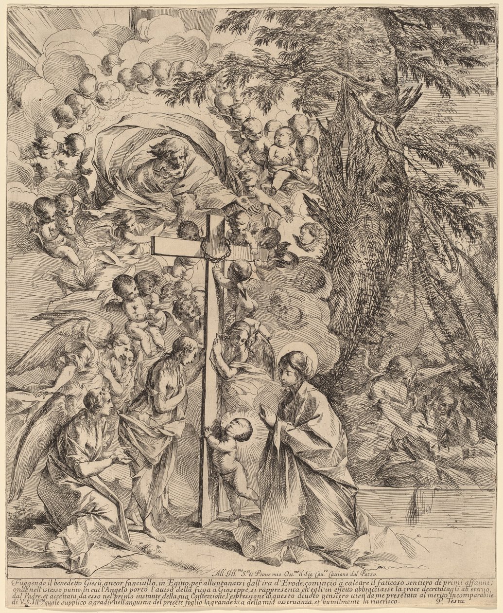 A keresztet ölelő csecsemő Krisztus (József álma) alkotó: Pietro Testa