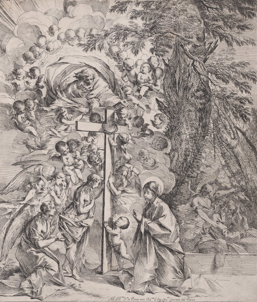 A jobb oldalon alvó Szent József álma, a Szűz és a Gyermek egy cro..., kb. 1635-37. alkotó: Pietro Testa