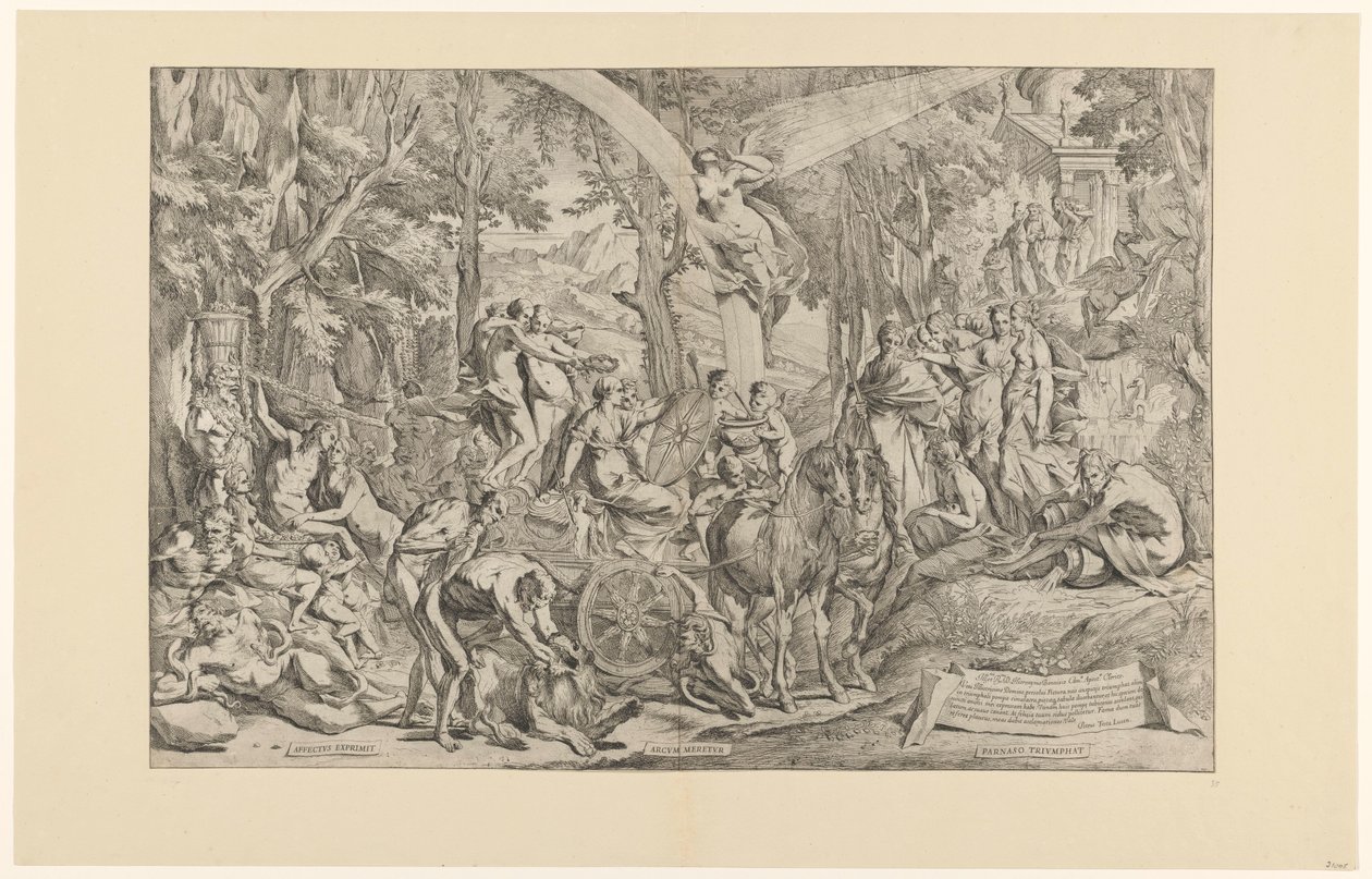 Triomf van de schilderkunst op de Parnassus Szeretetet fejez ki / meghajol / diadalmaskodik a Parnassuson (cím a tárgyon) alkotó: Pietro Testa