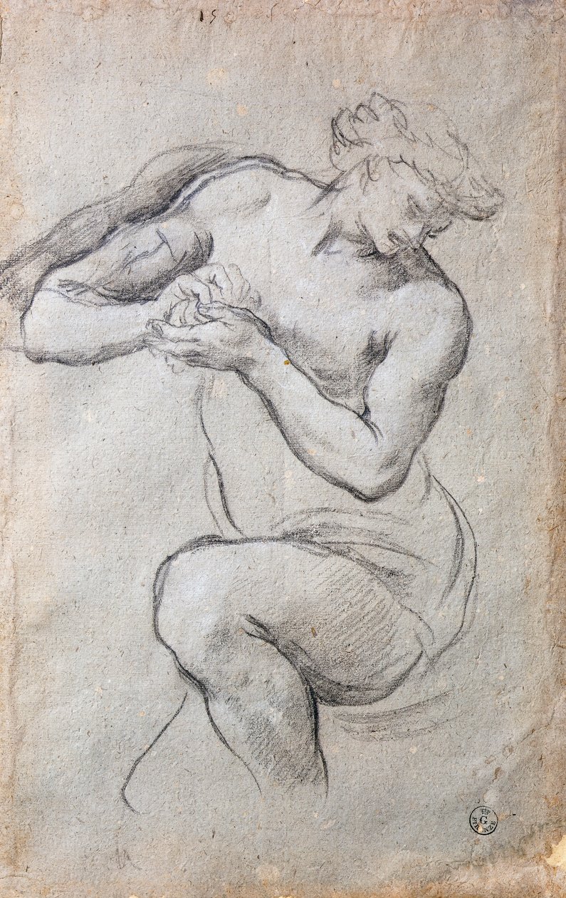 Férfialak, Study for Bacchus in the Age of Silver freskó alkotó: Pietro da Cortona