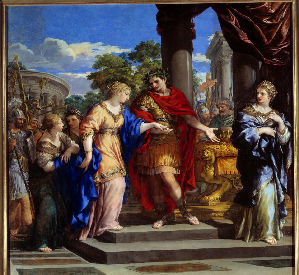 Cesar visszahelyezi Kleopátrt Egyiptom trónjára Jules Cesar Egyiptom trónját Kleopátrának adja, akibe beleszeretett, miután Kr.e. 47-ben legyőzte XIII. Ptolemeus fáraót. Cortonai Stone festménye (Pietro Berrettini dit Pietro da Cortona (1596-1669). 16 alkotó: Pietro da Cortona