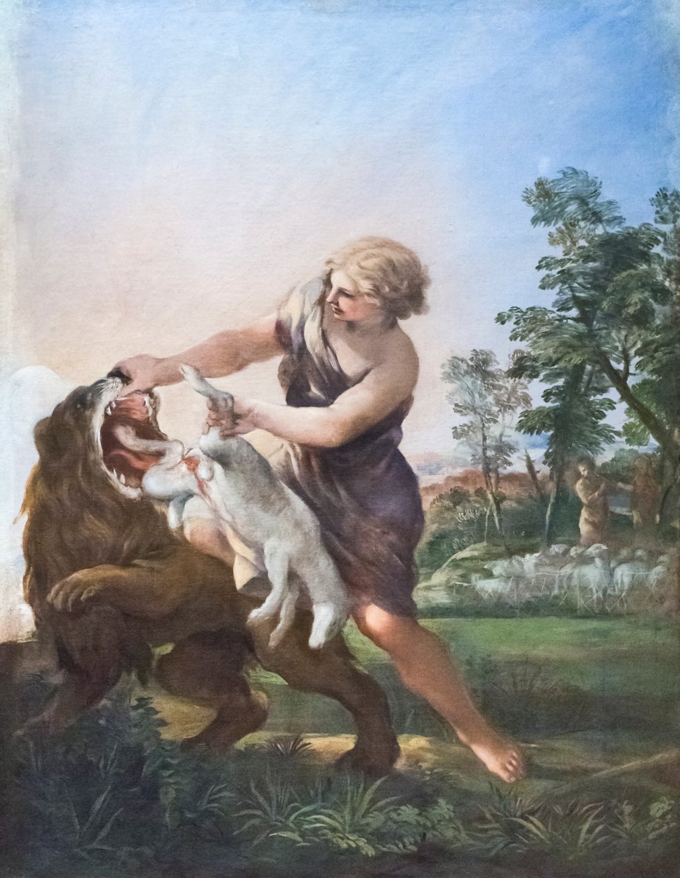 David Killing the Lion (olaj, vászon) alkotó: Pietro da (1596 1669) Cortona