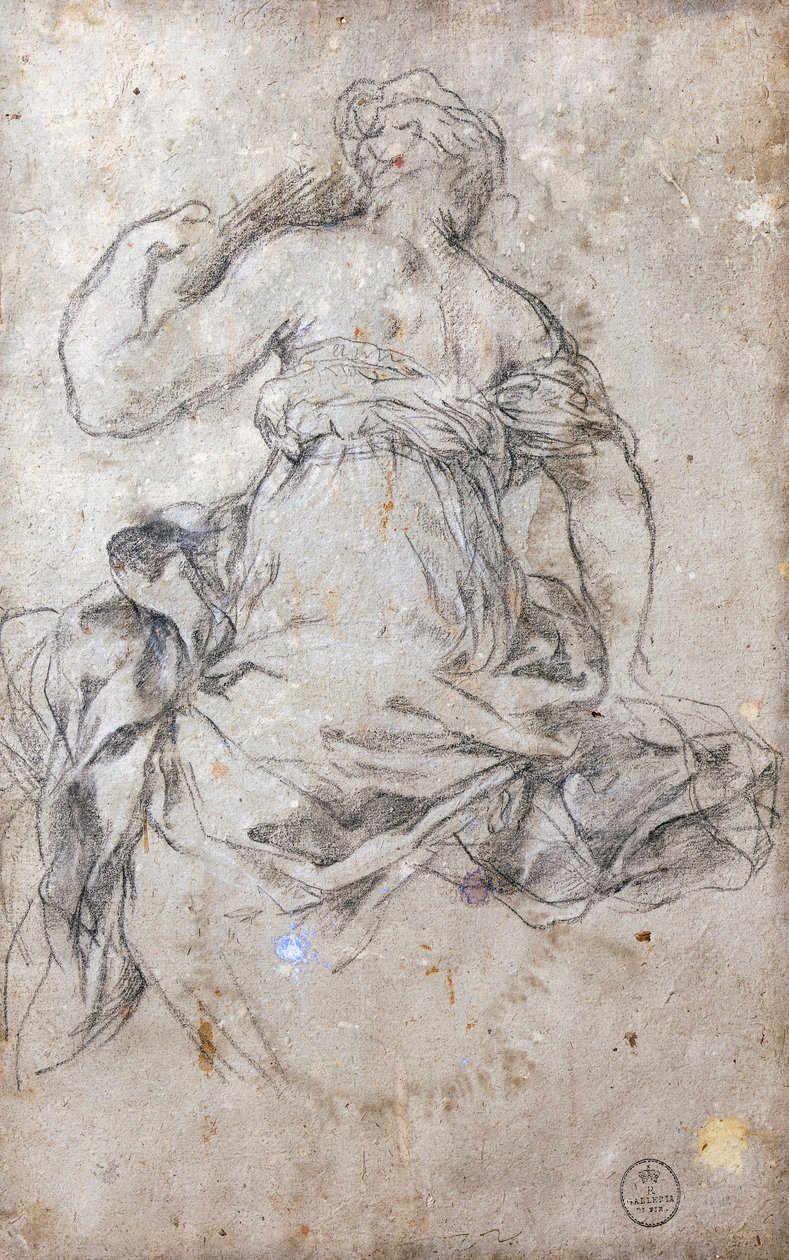 Női alak, Study for the Age of Silver freskó alkotó: Pietro da Cortona