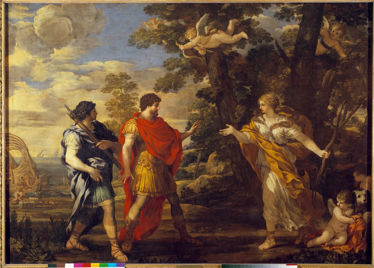 Vénusz mint vadász megjelenik Pierre de Cortona Enee festményén (Pietro Berrettini dit Pietro da Cortona (1596-1669). 17. század V. 1,27x1,76 m alkotó: Pietro da Cortona