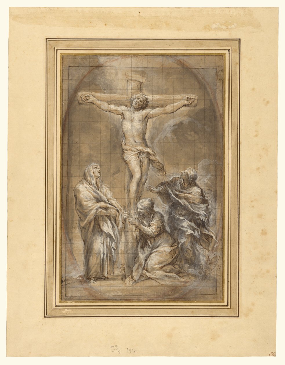 Krisztus a kereszten Szűz Máriával, Mária Magdolnával és Szent Jánossal. alkotó: Pietro da Cortona