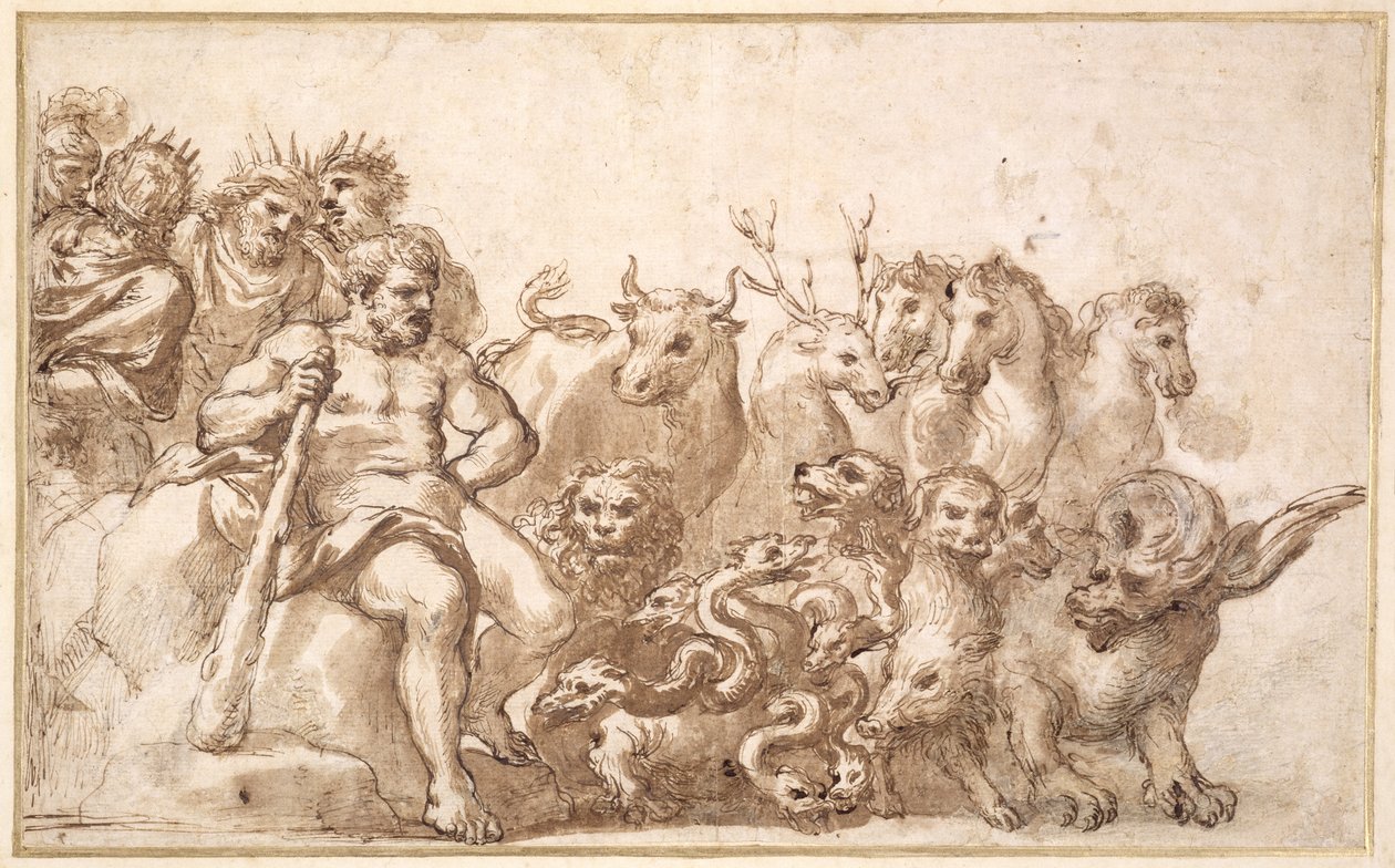 PD.10-1922 Herkules munkásságának allegóriája (toll, tinta és mosás) alkotó: Pietro da Cortona