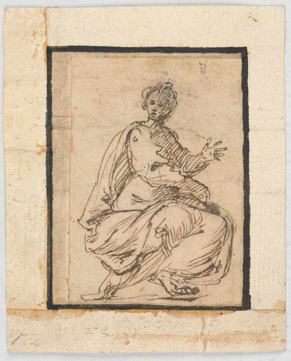 Vázlatfüzet oldala: Allegorikus ábra alkotó: Pietro da Cortona